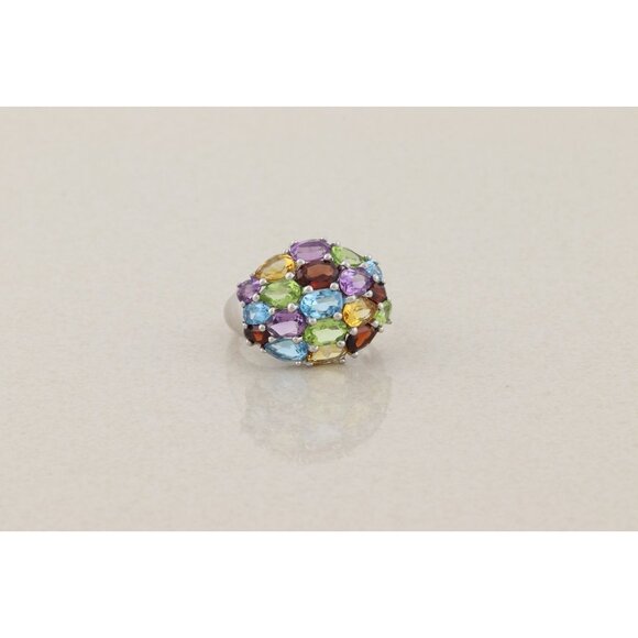 Sterling Silver Multi Gemstone Dome Ring Size 9 1/2 - Picture 9 of 9